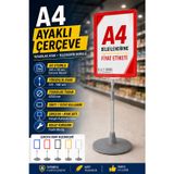 Raf Sanatı A4 Ayaklı Çerçeve Seti Yuvarlak Tabanlı Teleskopik Fiyat Etiketi Standı Kırmızı
