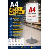 Raf Sanatı A4 Ayaklı Çerçeve Seti Yuvarlak Tabanlı Teleskopiketiketi Standı Beyaz - 1 Adet