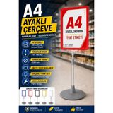 Raf Sanatı A4 Ayaklı Çerçeve Seti Yuvarlak Tabanlı Teleskopiketiketi Standı Kırmızı - 1 Adet