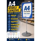 Raf Sanatı A4 Ayaklı Çerçeve Seti Yuvarlak Tabanlı Teleskopiketiketi Standı Mavi - 1 Adet