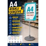 Raf Sanatı A4 Ayaklı Çerçeve Seti Yuvarlak Tabanlı Teleskopiketiketi Standı Turkuaz - 1 Adet