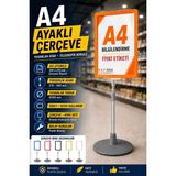 Raf Sanatı A4 Ayaklı Çerçeve Seti Yuvarlak Tabanlı Teleskopiketiketi Standı Turuncu - 1 Adet