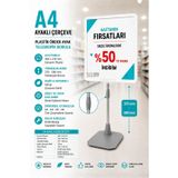 Raf Sanatı A4 Ayaklı Fiyat Etiketlik Teleskopik Borulu Çerçeve Etiketlik Yönlendirme Levhası Menü Panosu Beyaz