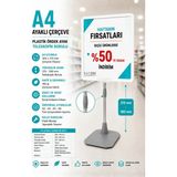 Raf Sanatı A4 Ayaklıetiketlik Teleskopik Borulu Çerçeve Etiketlik Yönlendirme Levhası Menü Panosu Beyaz - 1 Adet