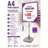 Raf Sanatı A4 Ayaklıetiketlik Teleskopik Borulu Çerçeve Etiketlik Yönlendirme Levhası Menü Panosu Mor - 1 Adet