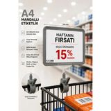 Raf Sanatı A4 Mandallı| Etiketlik Sepet Raf Askılıketiketi Çerçeveli Market Mağaza Gri - 1 Adet