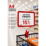 Raf Sanatı A4 Mandallı| Etiketlik Sepet Raf Askılıketiketi Çerçeveli Market Mağaza Kırmızı - 1 Adet