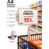 Raf Sanatı A4 Mandallı| Etiketlik Sepet Raf Askılıketiketi Çerçeveli Market Mağaza Şeffaf - 1 Adet