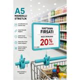 Raf Sanatı A5 Mandallı Etiketlik |sepet Raf Askılıketiketi Çerçeveli Market Mağaza Turkuaz - 1 Adet