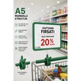 Raf Sanatı A5 Mandallı Etiketlik |sepet Raf Askılıketiketi Çerçeveli Market Mağaza Yeşil - 1 Adet