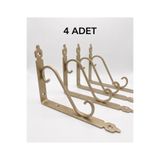 RafAks 13X19 CM 4 ADET FERFORJE BONJ RAF ALTI , RAF TUTUCU, METAL LÜX , L AYAK - Ahşap dahil değildir