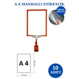 RafBurada 10 Adet Beyaz A4 Mandallı Fiyat Etiketi - Sepet, Stand, Teşhir, Askılık, Çerçeveli Fiyat Etiketi