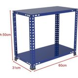 Rafburada 2 Katlı Renkli Çelik Raf Sehpa 1,00 mm - Kurulum Seti Hediyeli - Atölye, Depo, Ofis Sehpası - Kırmızı-31x60 cm-50 cm - Çok Renkli