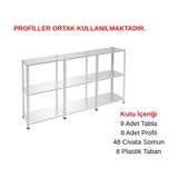 Rafburada 3 Katlı 3'lü Galvaniz Çelik Raf - Depo, Arşiv, Kiler, Dosya, Market Rafı - 43x75 cm-100 cm-1.00 mm - 43X75X100 CM- 1 MM