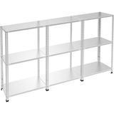 Rafburada 3 Katlı 3'lü Galvaniz Çelik Raf - Depo, Arşiv, Kiler, Dosya, Market Rafı - 59x75 cm-150 cm-1.00 mm