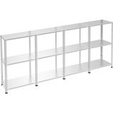 Rafburada 3 Katlı 4'lü Galvaniz Çelik Raf - Depo, Arşiv, Kiler, Dosya, Market Rafı - 43x75 cm-150 cm-0.70 mm