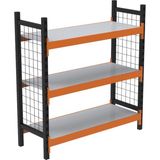 Rafburada 3 Katlı Dekoratif Midi Rack - Ekonomik Depo,arşiv, Kiler Rafı SIYAH-TURUNCU-35X120 CM-100 cm - Çok Renkli
