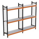 Rafburada 3 Katlı Duble Dekoratif Midi Rack - Ekonomik Depo,arşiv, Kiler Rafı SIYAH-TURUNCU-46X150 CM-150 cm - Çok Renkli