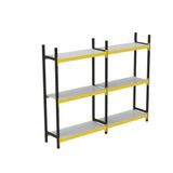 RafBurada 3 Katlı Duble Midi Rack - Ekonomik Depo,Arşiv, Kiler Rafı Siyah-Turuncu-35x150 cm-100 cm