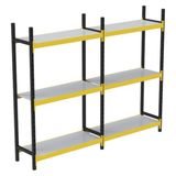 Rafburada 3 Katlı Duble Midi Rack - Ekonomik Depo,arşiv, Kiler Rafı SIYAH-TURUNCU-46X150 CM-150 cm - Çok Renkli