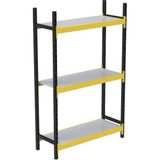 Rafburada 3 Katlı Tekli Midi Rack - Ekonomik Depo, Arşiv, Kiler Rafı SIYAH-TURUNCU-35X90 CM-150 cm - Çok Renkli
