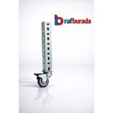 Rafburada 4 Adet Frenli Çelik Raf Tekerleği - Dosya, Arşiv, Depo, Market Raf Tekerleği - Gri - 8x32 cm