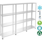 Rafburada 4 Katlı 3'lü Bitişik Paslanmaz Krom Raf - Inox Soğuk Oda Rafı, Buzhane Rafı - 43x60 cm-150 cm-0.70 mm - Gri