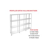 Rafburada 4 Katlı 3'lü Galvaniz Çelik Raf - Depo, Arşiv, Kiler, Dosya, Market Rafı - 31x93 cm-250 cm-0.70 mm