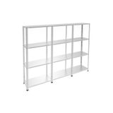 Rafburada 4 Katlı 3'lü Galvaniz Çelik Raf - Depo, Arşiv, Kiler, Dosya, Market Rafı - 43x75 cm-100 cm-0.70 mm