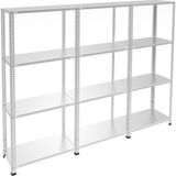 Rafburada 4 Katlı 3'lü Galvaniz Çelik Raf - Depo, Arşiv, Kiler, Dosya, Market Rafı
