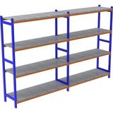 Rafburada 4 Katlı Duble Depo Rafı - 300-350 Kg Taşıma Kapasiteli Hafif Rack Raf - 40x150x250 cm - Galvaniz