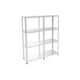 Rafburada 4 Katlı Duble Galvaniz Çelik Raf - Depo, Arşiv, Kiler, Dosya, Market Rafı - 43x60 cm-150 cm-1.00 mm