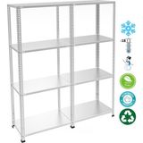 Rafburada 4 Katlı Duble Paslanmaz Krom Raf - Inox Soğuk Oda Rafı, Buzhane Rafı - 31x60 cm-200 cm-0.70 mm - Gri