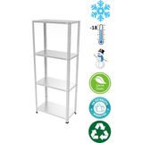 Rafburada 4 Katlı Paslanmaz Krom Raf - Inox Soğuk Oda Rafı, Buzhane Rafı - 43x93 cm-100 cm-0.70 mm
