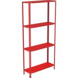 Rafburada 4 Katlı Renkli Çelik Raf, Depo Arşiv Kiler Rafı-Kırmızı-31x75x150 cm