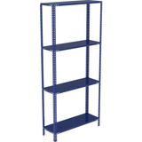 Rafburada 4 Katlı Renkli Çelik Raf, Depo Arşiv Kiler Rafı-Mavi-31x75x150 cm