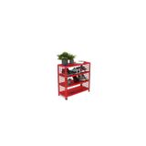 RafBurada 4 Katlı Renkli Tel Kafesli Çelik Ayakkabılık Rafı Kırmızı-31X75X75 cm
