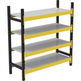 Rafburada 4 Katlı Tekli Midi Rack - Ekonomik Depo,arşiv, Kiler Rafı SIYAH-TURUNCU-35X90 CM-100 cm - Çok Renkli
