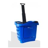 RafBurada 40 Lt Teleskopik Saplı Plastik Alışveriş Sepeti - Market El Sepeti Mavı