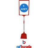 RafBurada 5 Adet Kırmızı A5 Ayaklı Fiyat Etiketi Sepet Etiketi Çerçeveli Fiyat Etiketi Eşek Askılık Etiketi