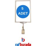 RafBurada 5 Adet Mavi A4 Mandallı Fiyat Etiketi Sepet Etiketi Çerçeveli Fiyat Etiketi Eşek Askılık Etiketi