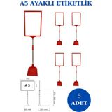 RafBurada 5 Adet Sarı A5 Ayaklı Fiyat Etiketi Sepet Etiketi Çerçeveli Fiyat Etiketi Eşek Askılık Etiketi