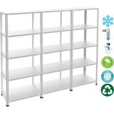 Rafburada 5 Katlı 3'lü Bitişik Paslanmaz Krom Raf - Inox Soğuk Oda Rafı, Buzhane Rafı - 43x60 cm-100 cm-0.70 mm - Gri