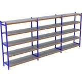 Rafburada 5 Katlı 3'lü Depo Rafı - 300-350 Kg Taşıma Kapasiteli Hafif Rack Raf - 50x150x200 cm