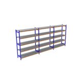 Rafburada 5 Katlı 3'lü Depo Rafı - 300-350 Kg Taşıma Kapasiteli Hafif Rack Raf - 60x180x200 cm