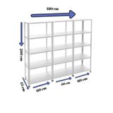 RafBurada 5 Katlı 3'lü Galvaniz Çelik Raf - Depo, Arşiv, Kiler, Dosya, Market Rafı 43x60 Cm-200 Cm-0.70 Mm