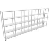 Rafburada 5 Katlı 6'lı Bitişik Galvaniz Çelik Raf.depo,kiler,arşiv,dosya Rafı - 43 x 450 x 200 cm - Gri - 0,70 mm