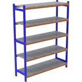 Rafburada 5 Katlı Depo Rafı - 150-300 Kg Taşıma Kapasiteli Hafif Rack Raf - Galvaniz - 60x90x250 cm