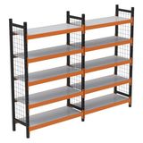 Rafburada 5 Katlı Duble Dekoratif Midi Rack - Ekonomik Depo,arşiv, Kiler Rafı SIYAH-TURUNCU-46X90 CM-150 cm - Çok Renkli