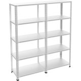 Rafburada 5 Katlı Duble Galvaniz Çelik Raf - Depo, Arşiv, Kiler, Dosya, Market Rafı - 43 x 186 x 200 cm